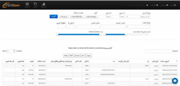 گزارشات پیشرفته سرویس Call Analytics در سانترال پاناسونیک آوایا سیسکو استریسک